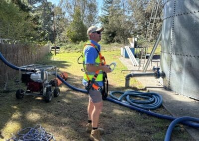 Ryan wearing heights safety harness