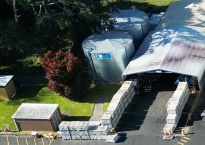 Arial view of Fire Retention Water Tanks at Komatsu Mining Moss Vale